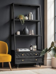 Black Lloyd Mango Wood Storage Ladder Shelf - Image 3 of 7
