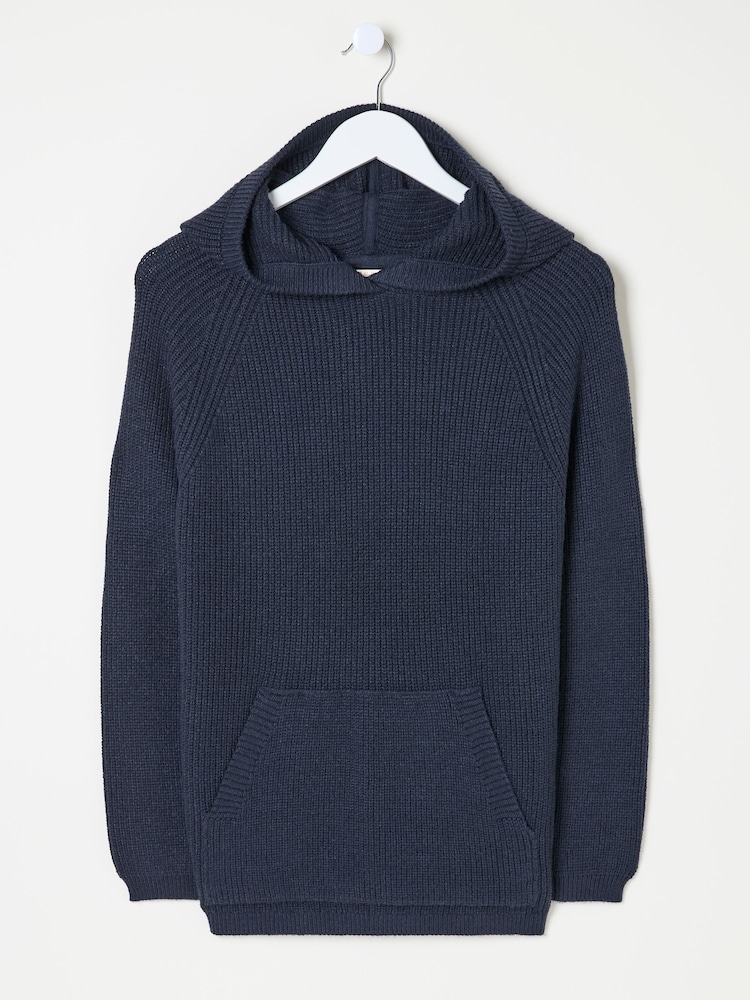 FatFace Knitted Blue Navy Lounge Hoodie - Image 6 of 6