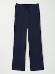 FatFace Knitted Blue Navy Lounge Wide Leg Joggers - Image 1 of 5
