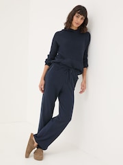 FatFace Knitted Blue Navy Lounge Wide Leg Joggers - Image 2 of 5