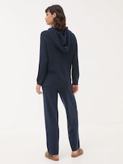 FatFace Knitted Blue Navy Lounge Wide Leg Joggers - Image 3 of 5