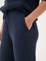 FatFace Knitted Blue Navy Lounge Wide Leg Joggers - Image 5 of 5
