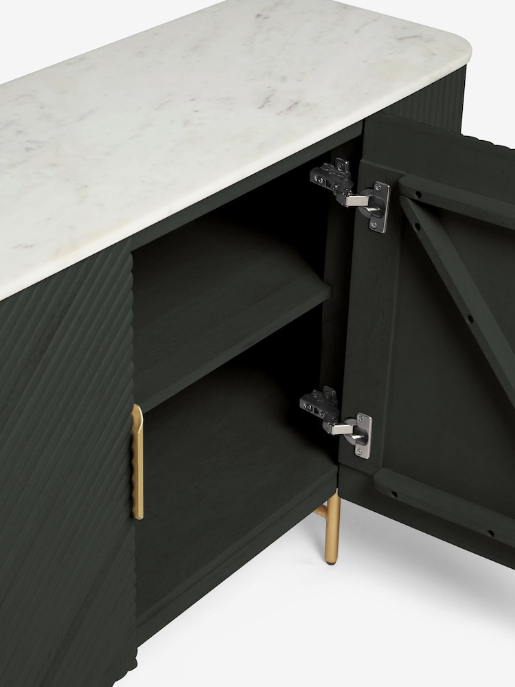 Black Valencia Marble Mango Wood Large Sideboard - Image 9 of 9 Black Valencia Marble Mango Wood Large Sideboard - Image 9 of 9