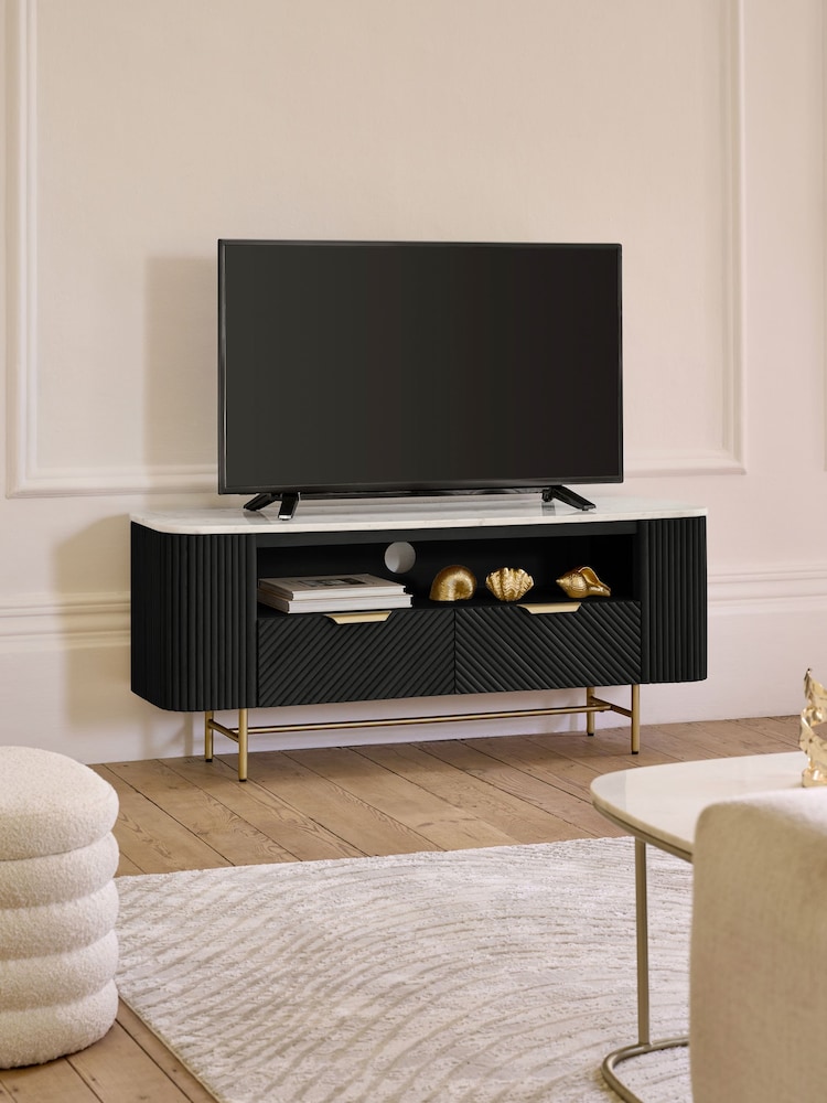 Black Valencia Mango Wood Up to 55 inch TV Unit - Image 1 of 7