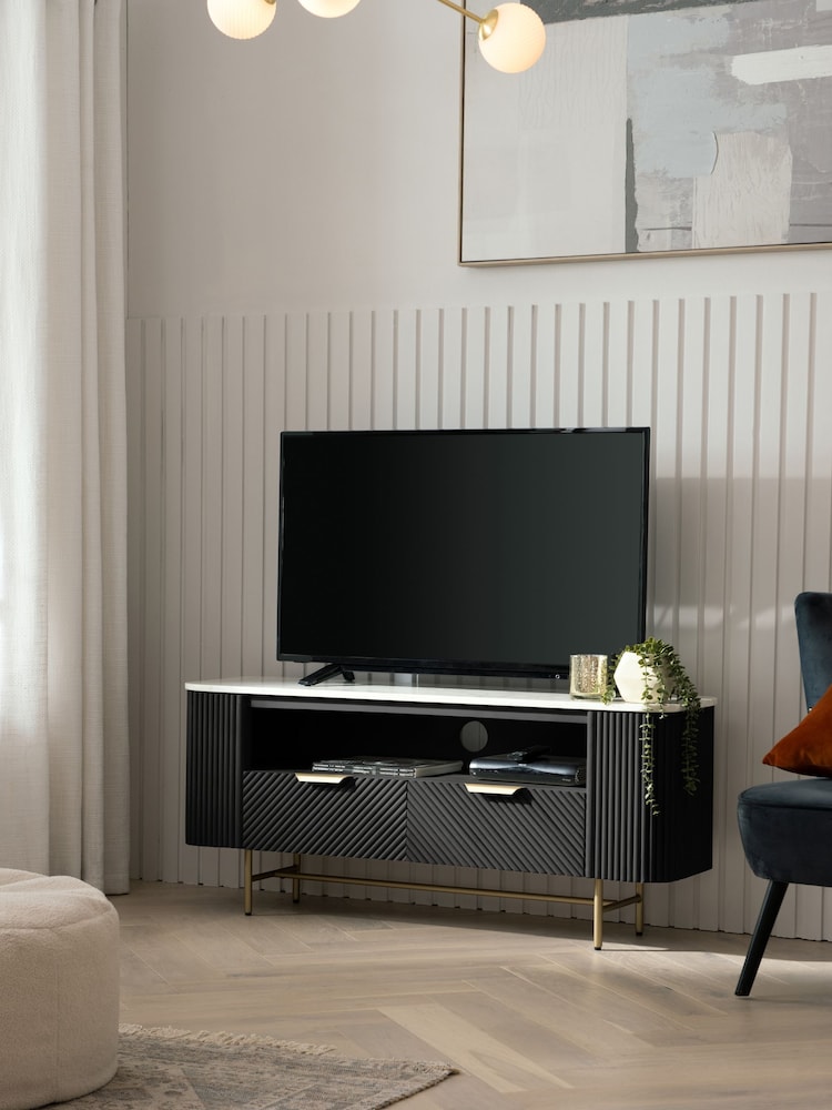 Black Valencia Mango Wood Up to 55 inch TV Unit - Image 2 of 7