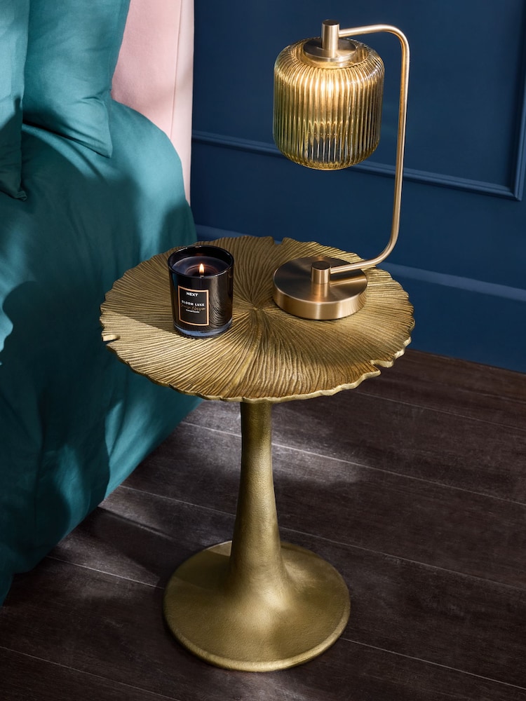 Gold Cast Metal Flower Side Table - Image 1 of 4