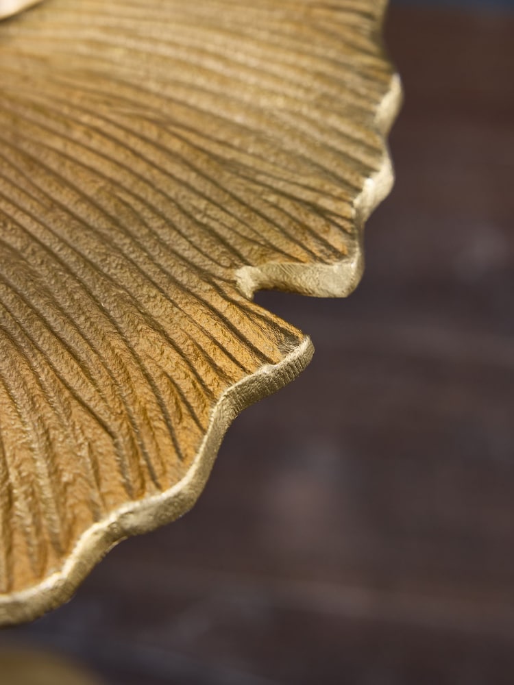 Gold Cast Metal Flower Side Table - Image 2 of 4