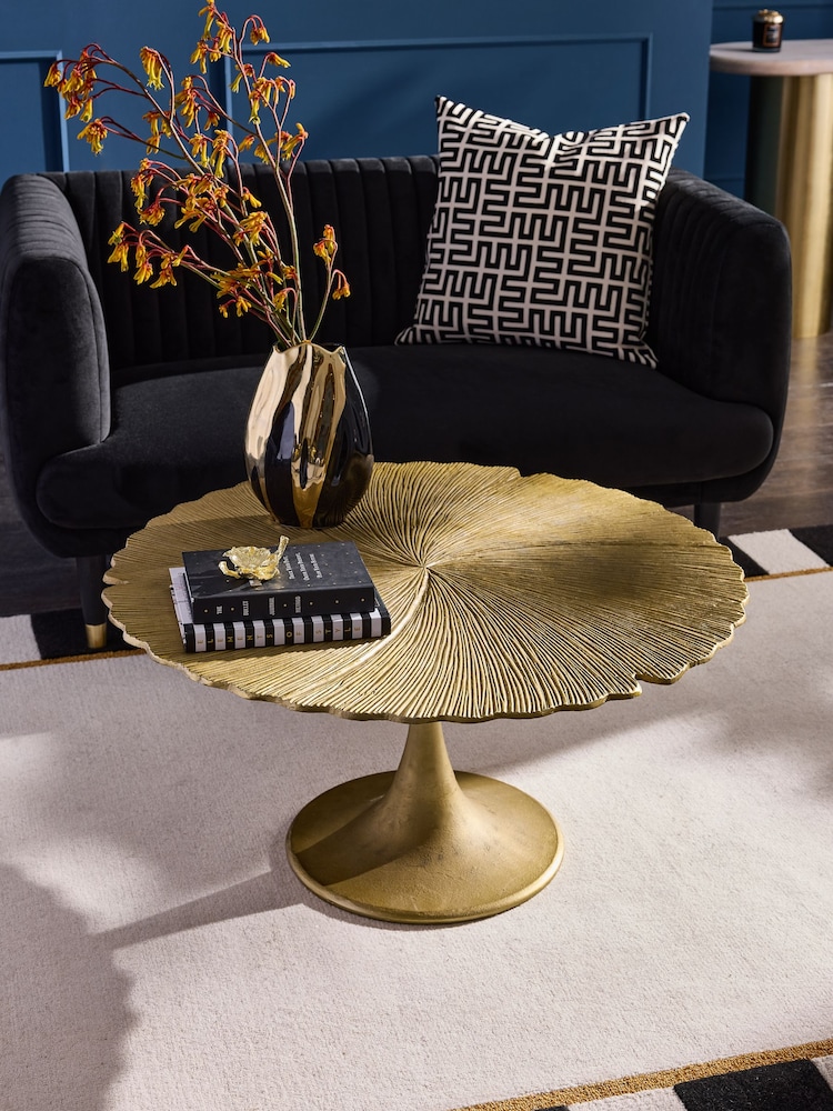 Gold Cast Metal Flower Coffee Table - Image 1 of 5