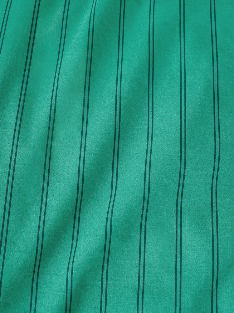 Green 100% Cotton Stripe Duvet Cover and Pillowcase Set - Image 4 of 4