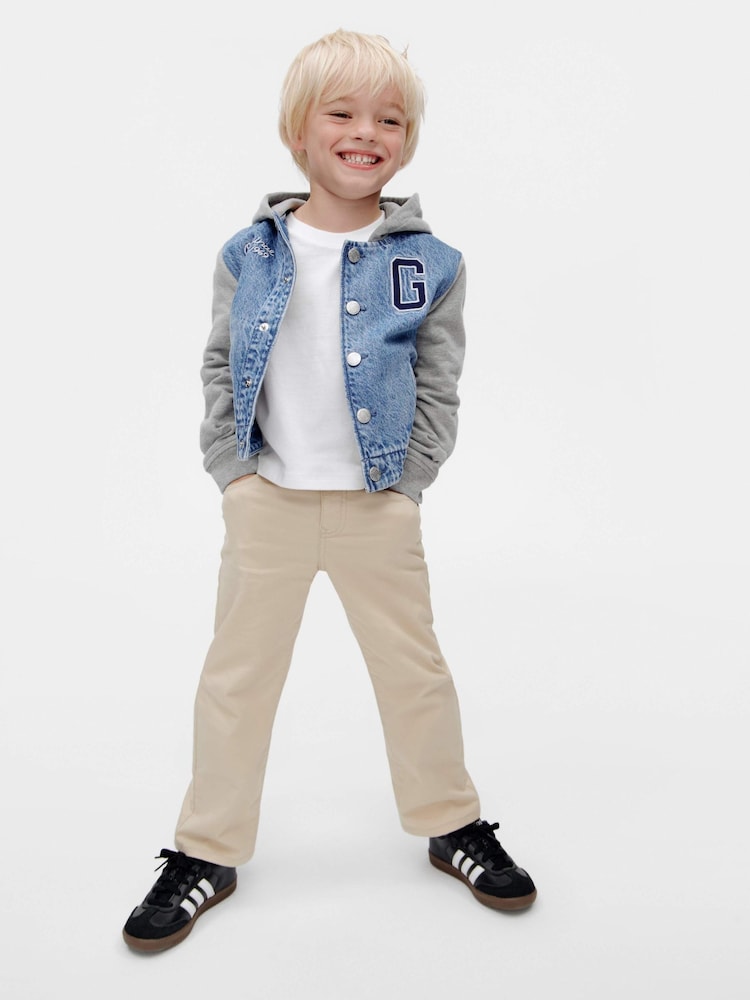 Gap Blue Dinosaur Varsity Denim Hoodie Jacket (6mths-5yrs) - Image 1 of 5