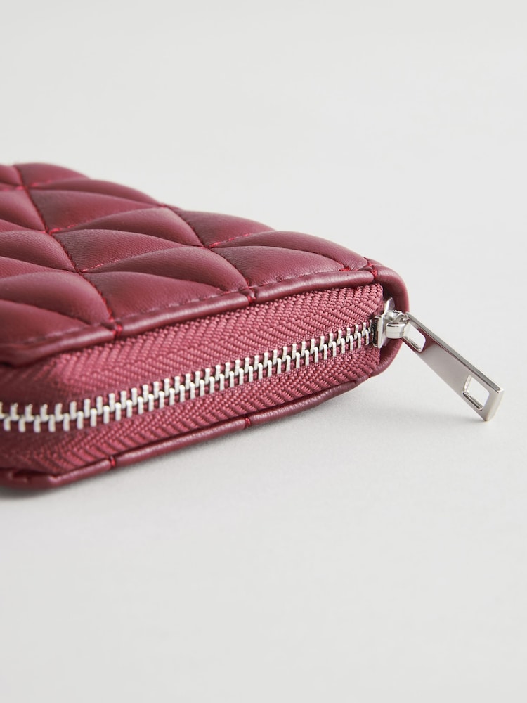 Buy Red Quilted Midi Zip Around Purse from Next USA