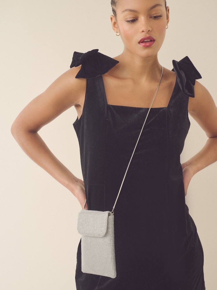 Silver Tone Sparkle Cross-Body Phone Bag - Image 1 of 10
