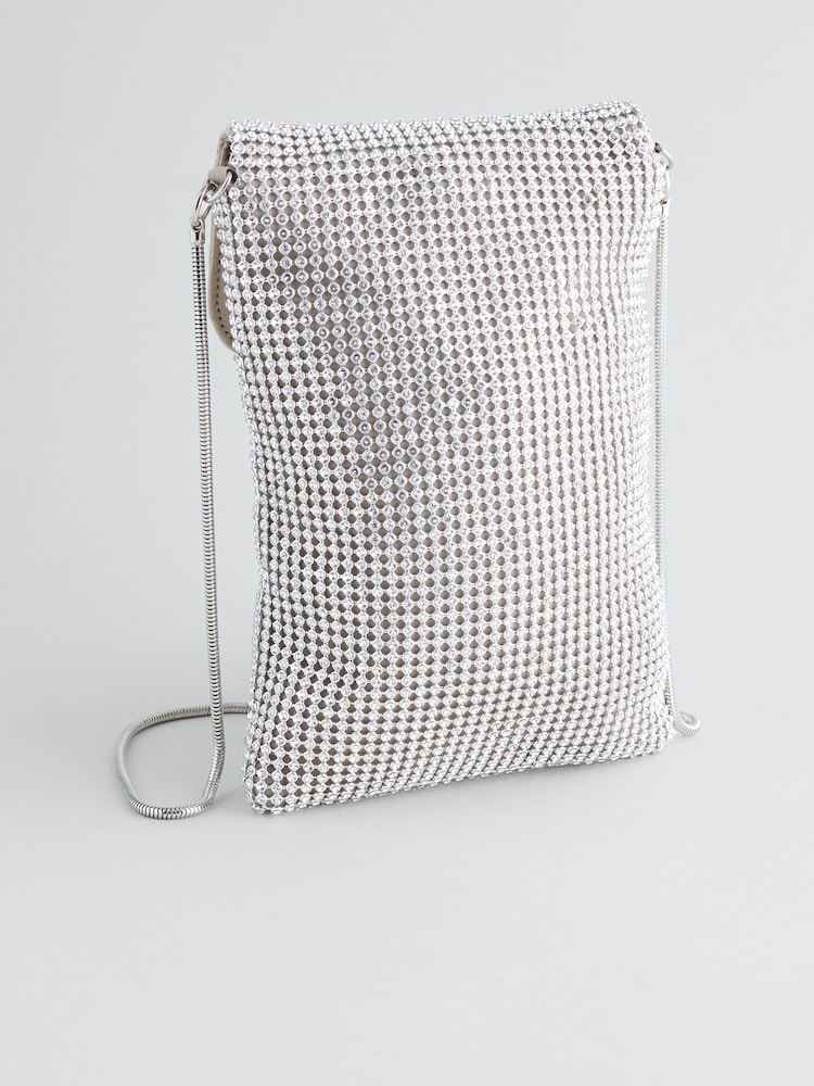 Silver Tone Sparkle Cross-Body Phone Bag - Image 10 of 10