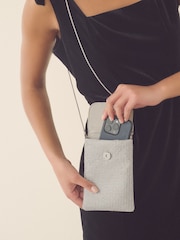 Silver Tone Sparkle Cross-Body Phone Bag - Image 2 of 10