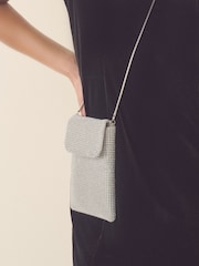 Silver Tone Sparkle Cross-Body Phone Bag - Image 3 of 10