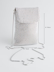 Silver Tone Sparkle Cross-Body Phone Bag - Image 4 of 10