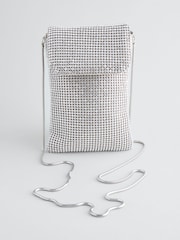 Silver Tone Sparkle Cross-Body Phone Bag - Image 6 of 10