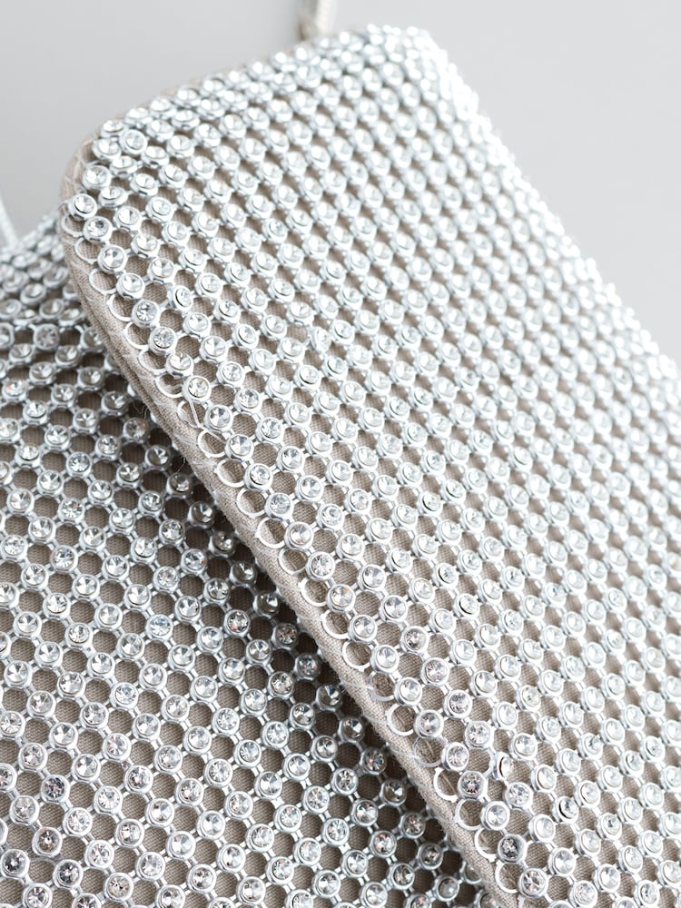 Silver Tone Sparkle Cross-Body Phone Bag - Image 8 of 10