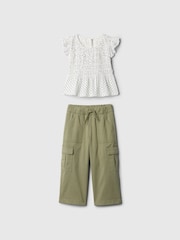 Gap White Top and Cargo Trousers Outfit Set (6mths-5mths) - Image 1 of 3