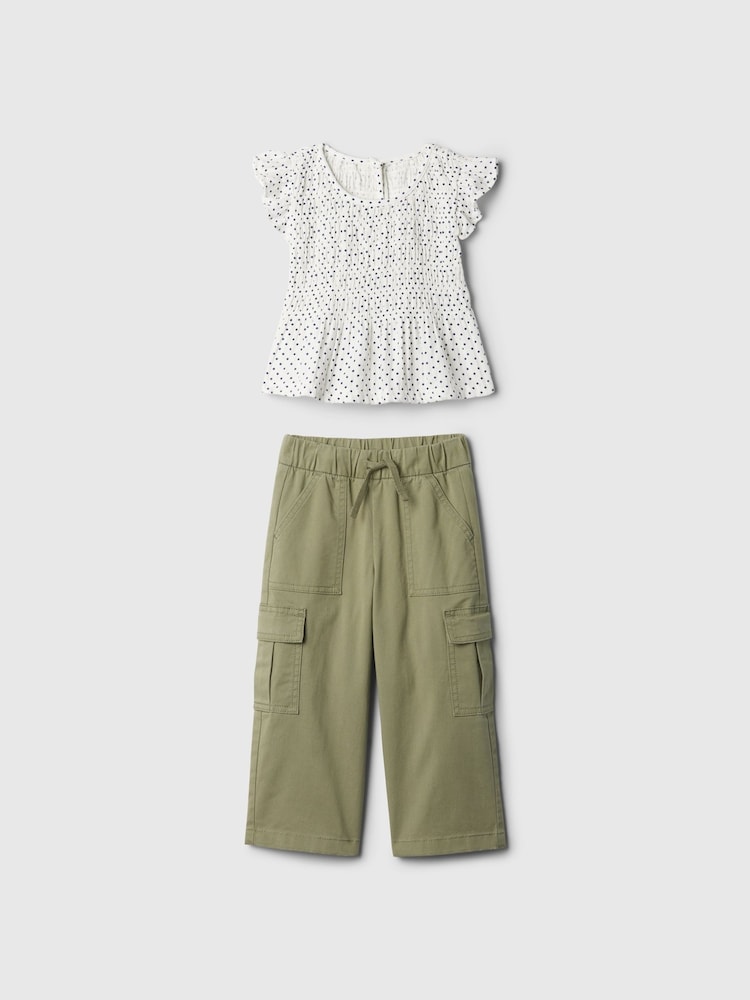 Gap White Top and Cargo Trousers Outfit Set (6mths-5mths) - Image 1 of 3