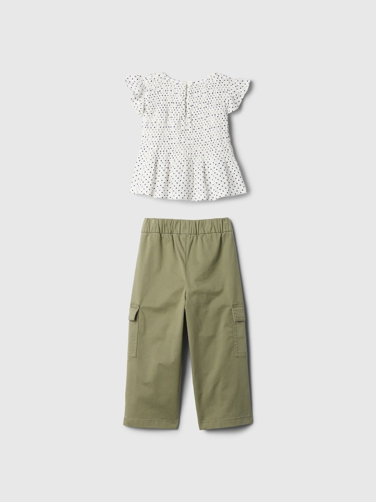 Gap White Top and Cargo Trousers Outfit Set (6mths-5mths) - Image 2 of 3
