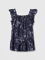 Gap Blue Floral Smocked Square Neck Tiered Dress (6mths-5yrs) - Image 1 of 3