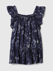 Gap Blue Floral Smocked Square Neck Tiered Dress (6mths-5yrs) - Image 2 of 3