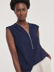 JD Williams Blue Zip Front Top - Image 1 of 4