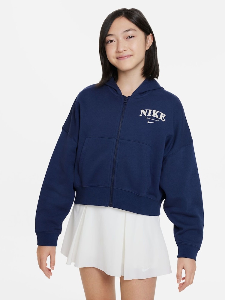 Nike Midnight Navy Sportswear Full Zip Fleece Hoodie - Image 1 of 5 Nike Midnight Navy Sportswear Full Zip Fleece Hoodie - Image 1 of 5