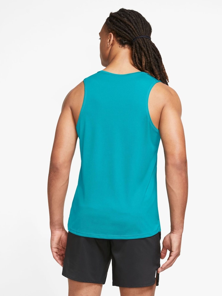Nike Cactus Blue Dri-FIT Miler Running Vest Top - Image 2 of 4 Nike Cactus Blue Dri-FIT Miler Running Vest Top - Image 2 of 4