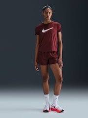 Nike Dark Team Red One Swoosh Dri-FIT Short Sleeve Running Top - Image 1 of 5
