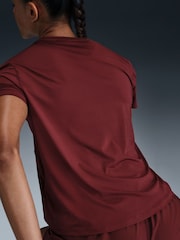 Nike Dark Team Red One Swoosh Dri-FIT Short Sleeve Running Top - Image 4 of 5