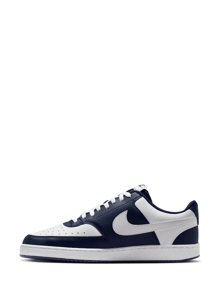 Nike Midnight Navy White Court Vision Low Trainers - Image 2 of 4