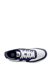 Nike Midnight Navy White Court Vision Low Trainers - Image 3 of 4
