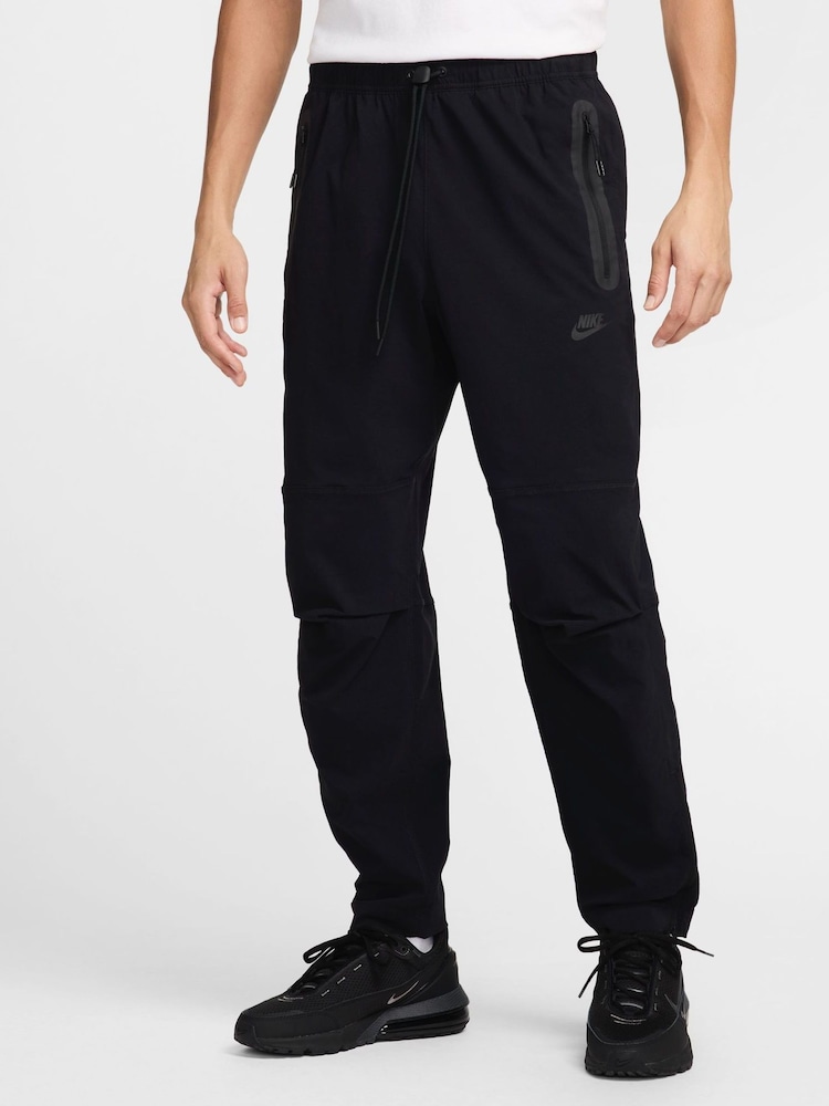 Nike Black Sportswear Tech Woven Open Hem Joggers - Image 1 of 17