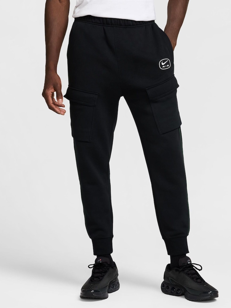 Nike Black Sportswear Air Fleece Cargo Joggers - Image 1 of 7