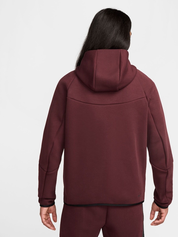 Burgundy Crush - Nike Tech Fleece Zip Up Huvtröja - Bild 2 av 11