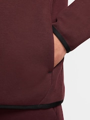 Burgundy Crush - Nike Tech Fleece Zip Up Huvtröja - Bild 8 av 11