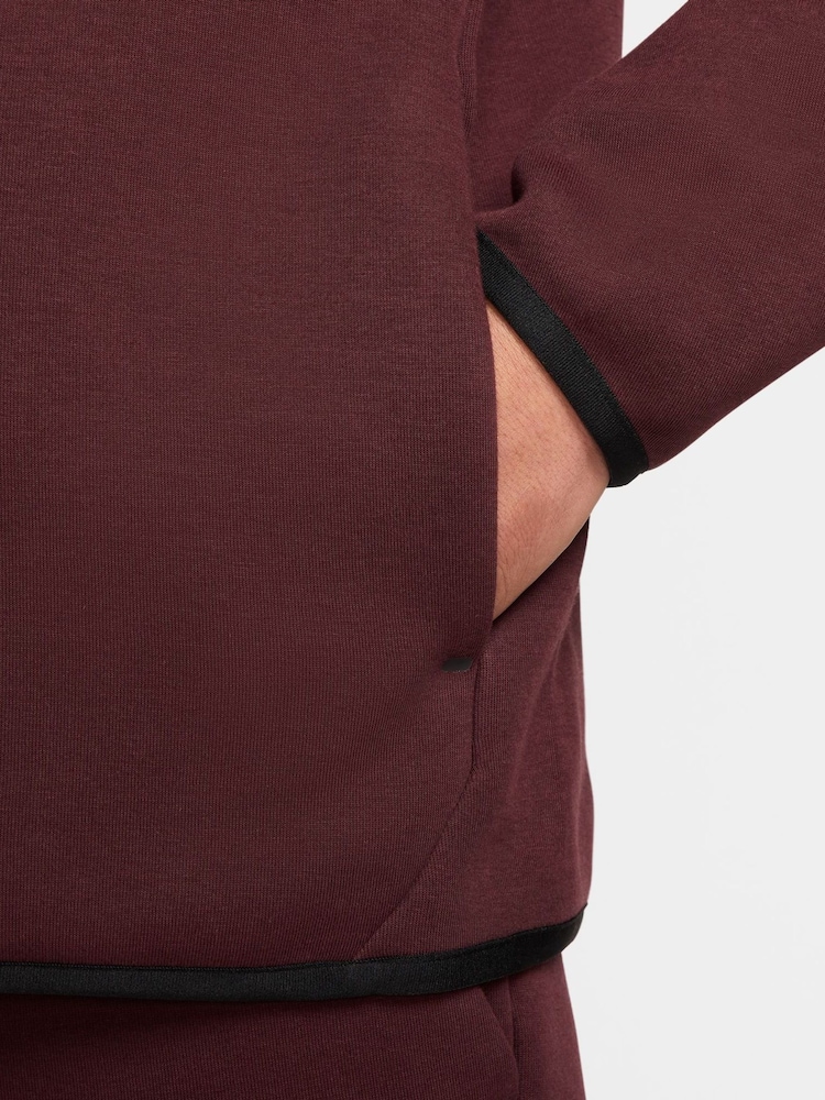 Nike Burgundy Crush Tech Fleece Zip-Up Hoodie - Image 8 of 11