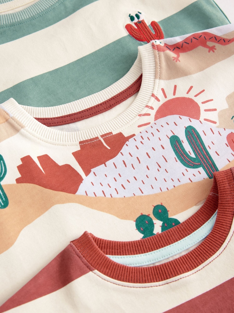 Red/Green Stripe with westen print Short Pyjamas 3 Pack (9mths-8yrs) - Image 10 of 11