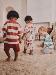 Red/Green Stripe with westen print Short Pyjamas 3 Pack (9mths-8yrs) - Image 2 of 11