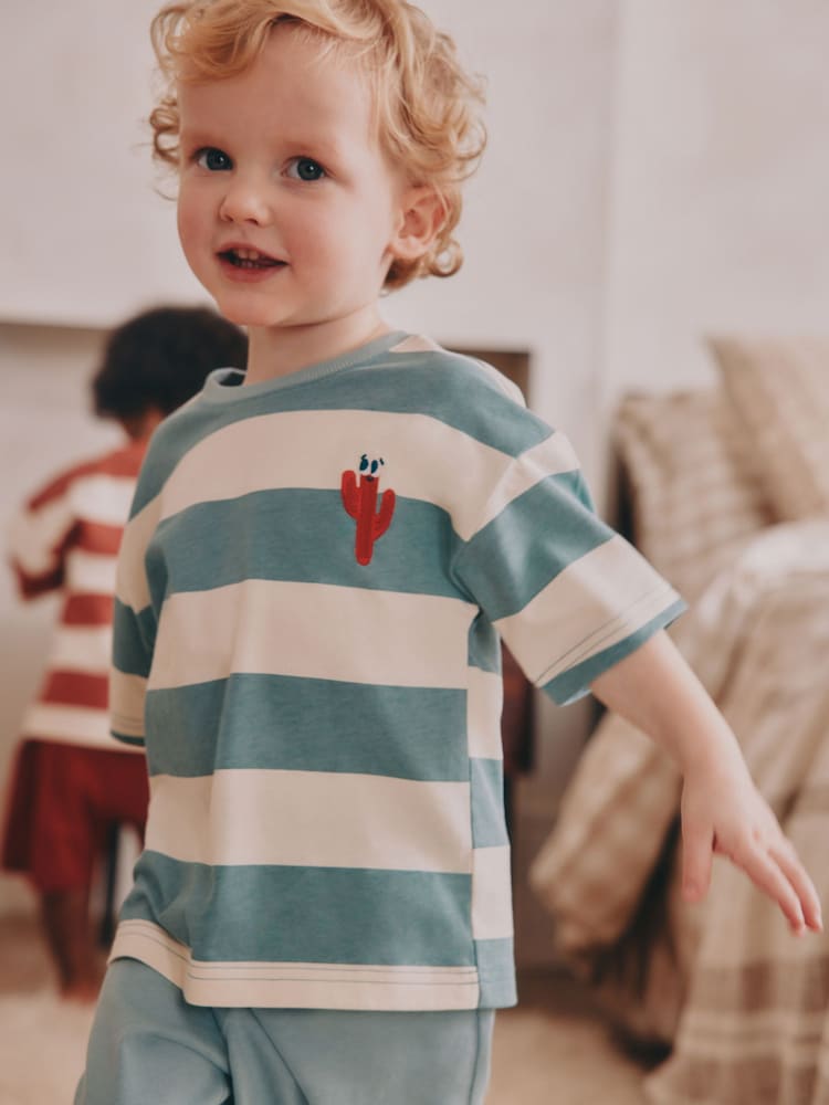 Red/Green Stripe with westen print Short Pyjamas 3 Pack (9mths-8yrs) - Image 5 of 11