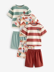 Red/Green Stripe with westen print Short Pyjamas 3 Pack (9mths-8yrs) - Image 6 of 11