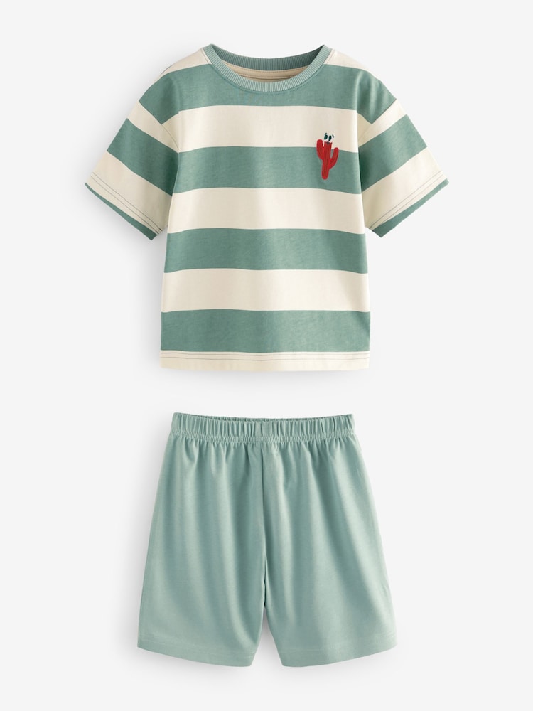 Red/Green Stripe with westen print Short Pyjamas 3 Pack (9mths-8yrs) - Image 7 of 11