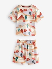 Red/Green Stripe with westen print Short Pyjamas 3 Pack (9mths-8yrs) - Image 8 of 11