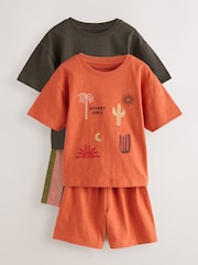 zelena/Oranžna - 100% Bombažna kratka pižama 2 komplet (9mths-12yrs) - Slika 1 iz 5