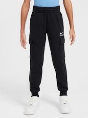 Nike Black Sport Inspired Fleece Cargo Joggers - Image 1 of 10