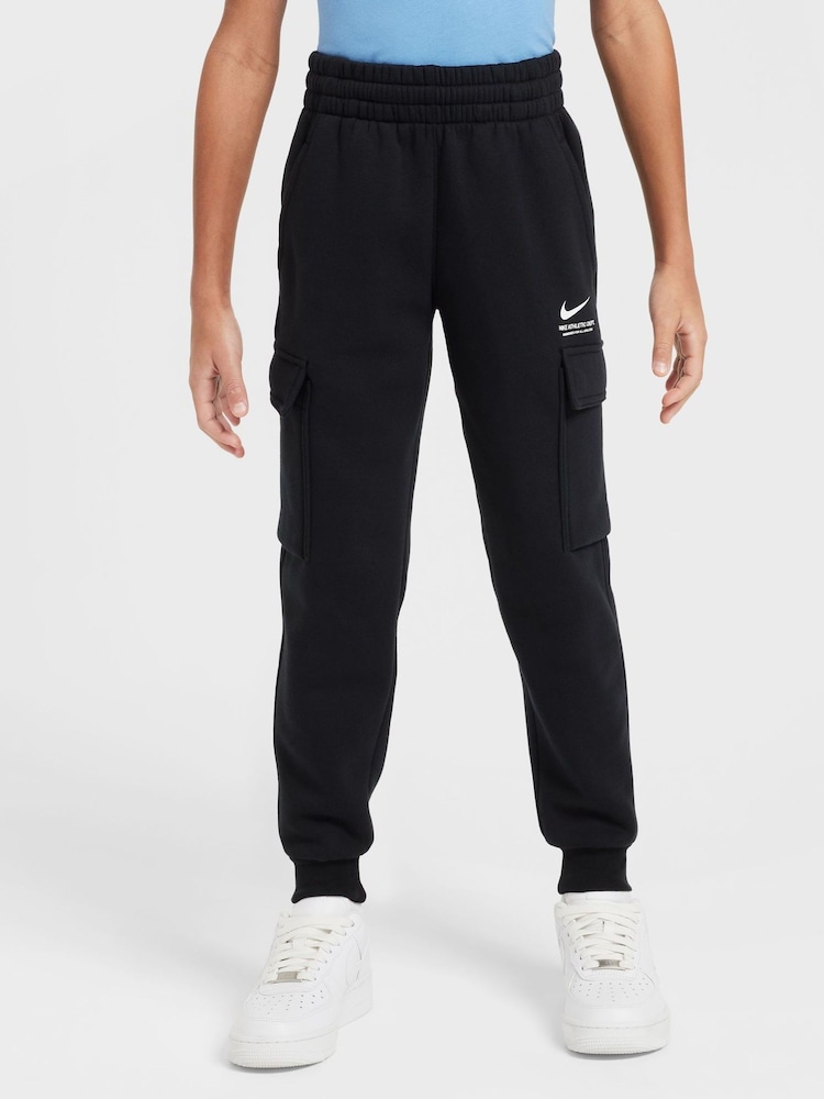 Nike Black Sport Inspired Fleece Cargo Joggers - Image 1 of 10