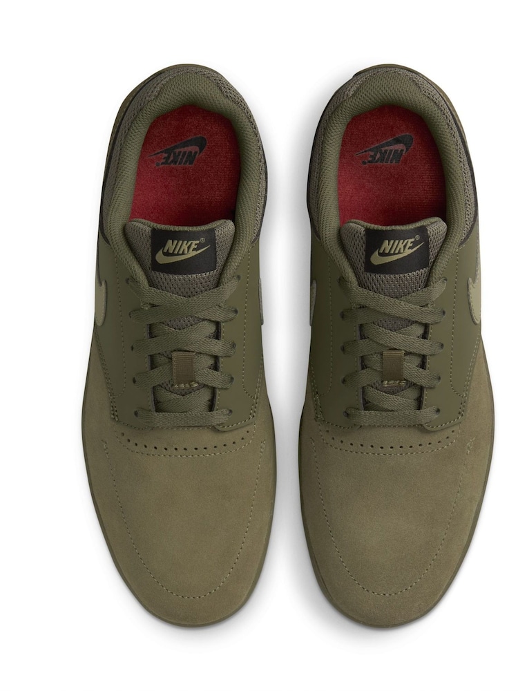 Nike Olive Green Fokus Low Suede Trainers - Image 3 of 8