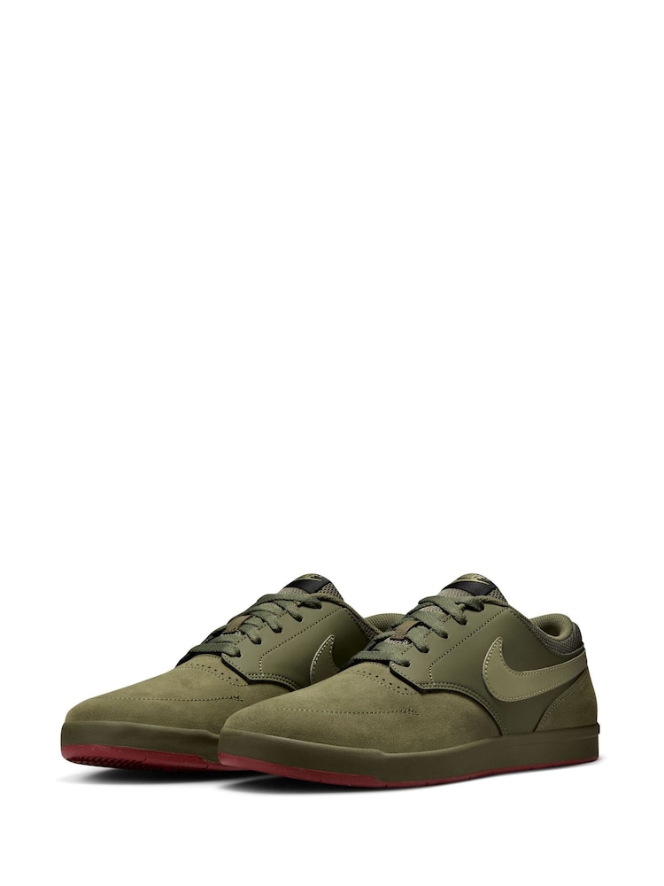 Nike Olive Green Fokus Low Suede Trainers - Image 4 of 8